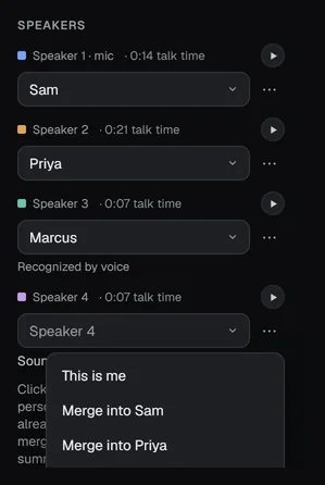 The speaker menu