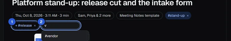 Adding a tag, with a suggested tag next to it