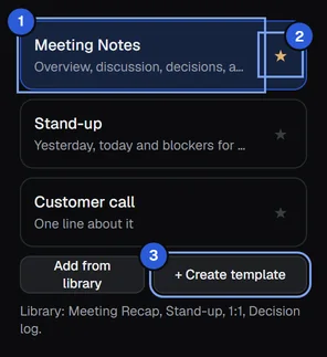 The list of templates