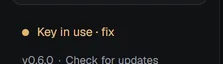 The sidebar showing Key in use · fix in place of Ready.